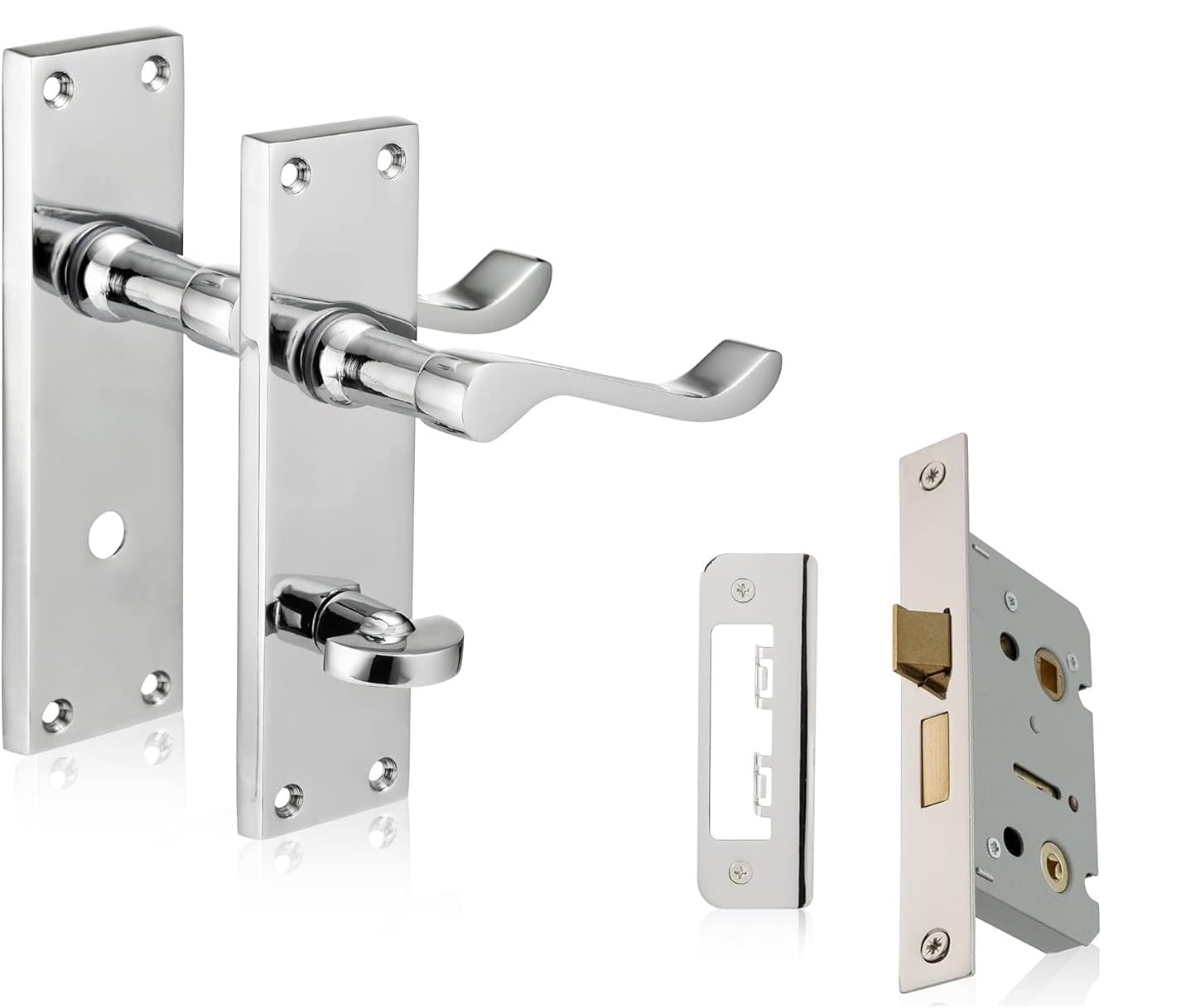 Victorian Scroll Bathroom Door Handles with Lock Set