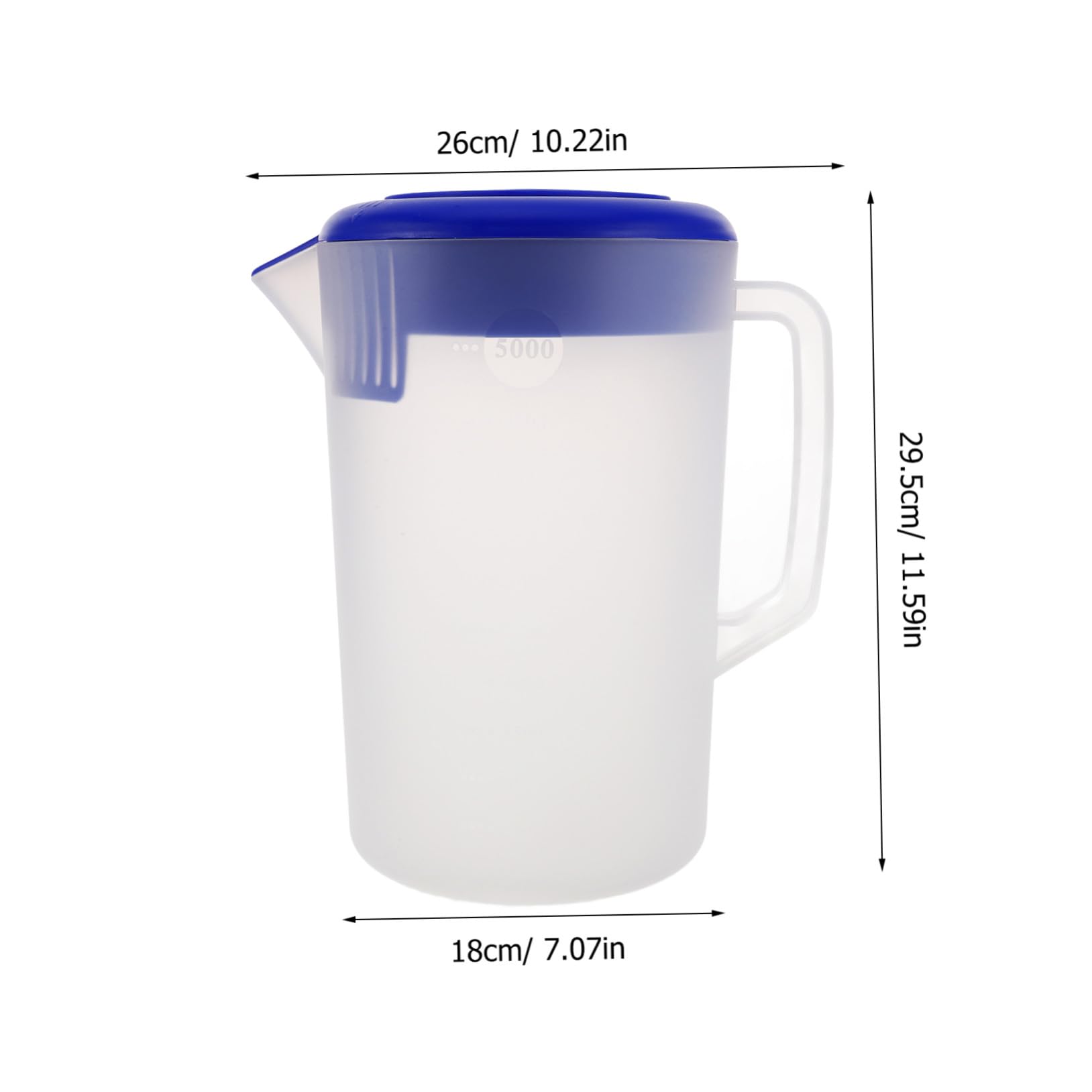 Ipetboom Pichet à Eau Grosse Capacité 5l En Plastique Avec Graduations Mates Et Poignée Ergonomique Pichet Doseur Givré Usage Multi-boissons Réfrigérateur Et Fêtes Froid Avec Large Ouverture