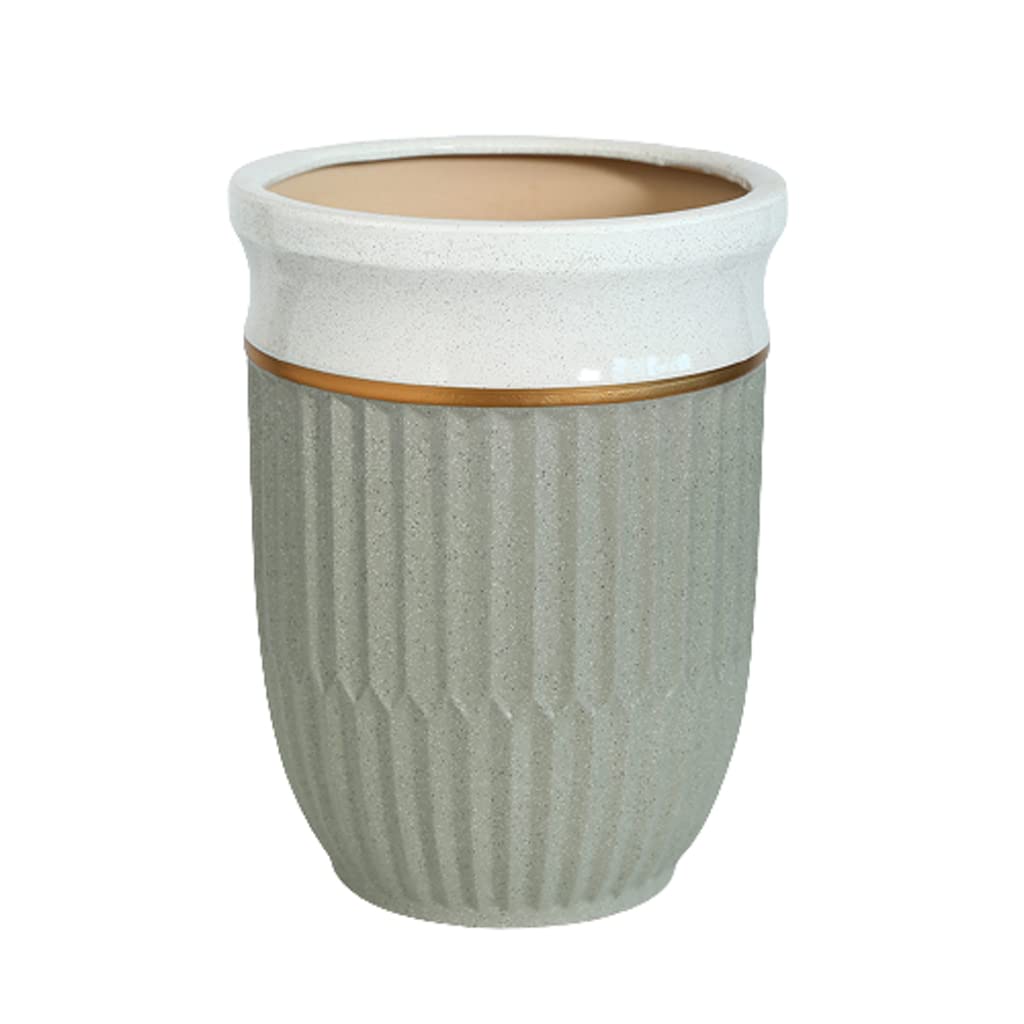 Vasi da Giardino Moderni vasi da Fiori in Ceramica con Fori di drenaggio, creativi vasi per Piante a 2 Colori con Strisce Verticali per Decorazioni per Interni