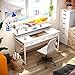 ODK 55 inch Computer Desk with Drawers, Home Office Desk with Adjustable Monitor Stand, Modern Work Study Writing Table Desk, White