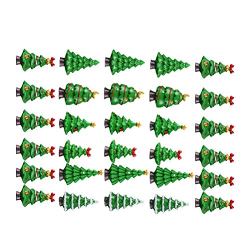 Lioobo 30Pcs Mini Xmas Tree Cute Decor Resin Christmas Miniature Adornment Microlandscape Supplies For Christmas Decoration Gift (Random Style) #TOP6