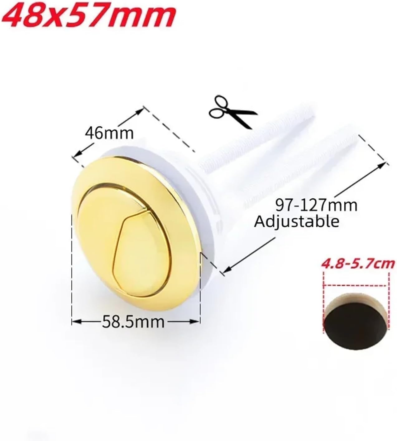 Toilet cistern flush parts toilet repair kit, Toilet fill valve,toilet flush button,1PCS 38-58mm Dual Flush Toilet Tank Button Toilet Flush Valve Round Shape Closestool Buttons Switch Bathroom Accesso