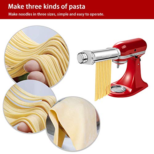COOLCOOK Pasta Press KitchenAid Attachment, Pasta Kitchenaid Attachment, Kitchen Aid Pasta Roller Attachment for KitchenAid Stand Mixer, Stainless Steel…