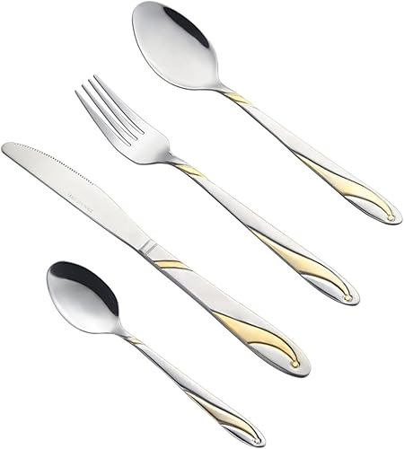 Juego de cubiertos de acero inoxidable resistente y duradero juego de cubiertos de 4 piezas diseño exquisitoergonómico diseño de mango creativo te
