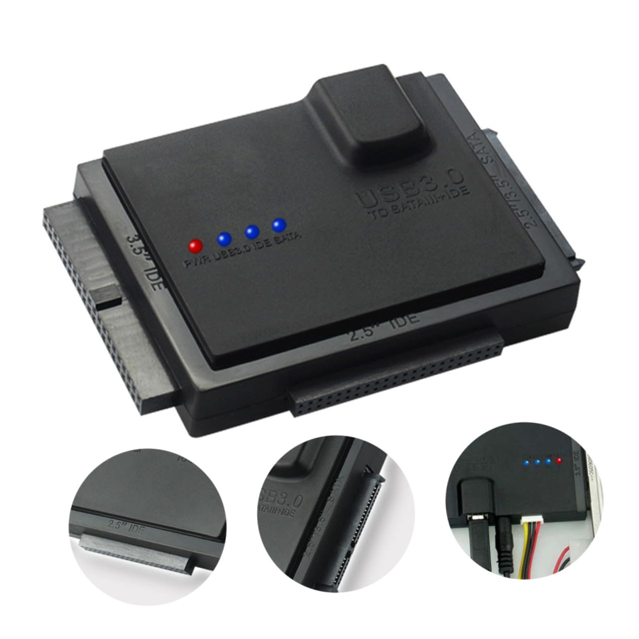 Hemobllo Adattatore Hard Disk Esterno 2.5 e 3.5 Pollici Ide Hdd SSD con Cavo USB 3.0 senza Installazione, Compatibile Fino a 5000gb, Materiale Abs Nero