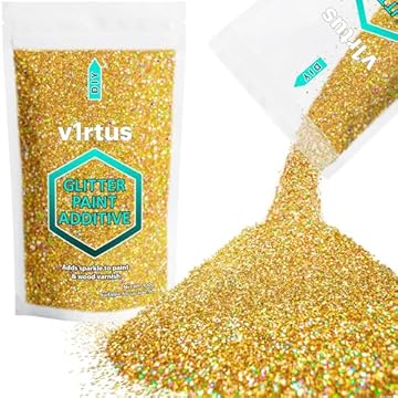 v1rtus Glitter Paint Additive - Gold Holographic | 100g Metallic Flakes for Adding Sparkle to Paints & Wood Varnish | Add to Emulsion, Acrylic & Latex for Indoor Sparkly Walls