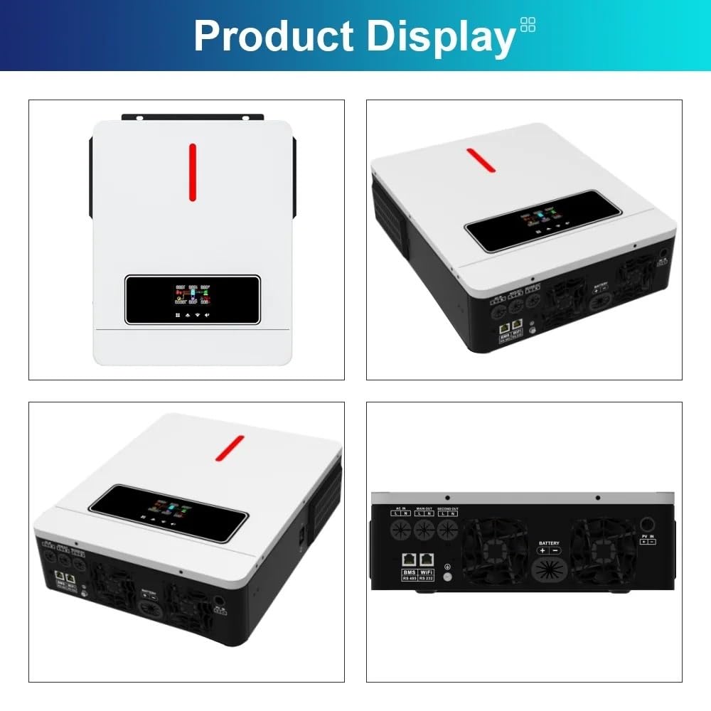 Transformador Inversor Solar Híbrido 12 V 24 V 48 V 220 V 500 V CC 160 A MPPT para Inversor Solar Onda Sinusoidal Pura 10.2 KW 8.2 KW 6.2 KW 4.2 KW 3 KW 1 KW(1KW 12V No WiFi)