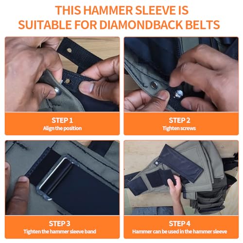 Padded Hammer Holster for Belt Replacement for Diamondback Hammer Sleeve for Tool Belt, Hammer Holster for Tool Belts Can Accommodate Most Hammers of Sizes - Right Handed Hammer Holder for Tool Belts