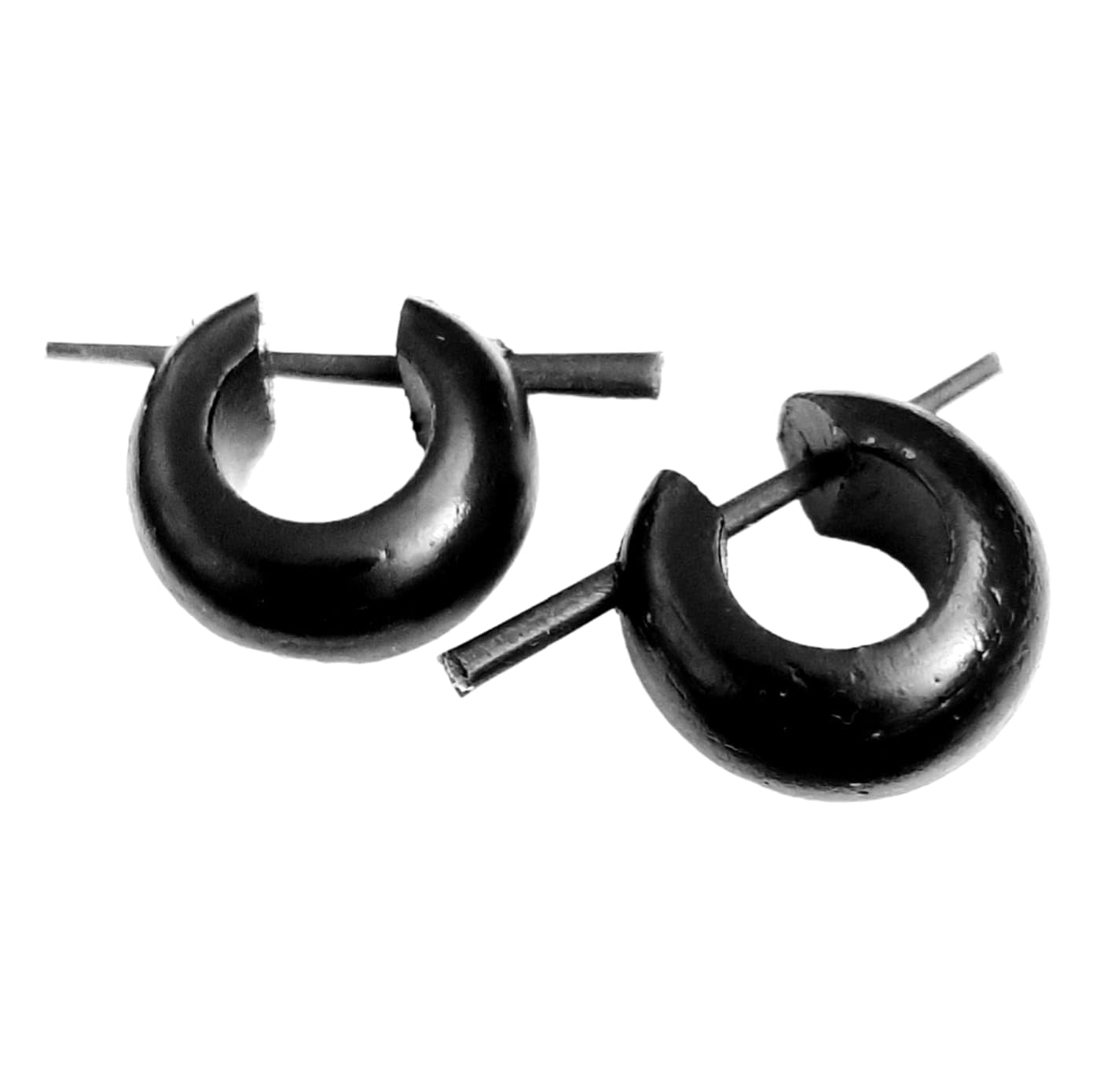 Générique Pendientes de aro de madera para mujer hombre piercing con varillas color negro, 1,5 cm, Madera