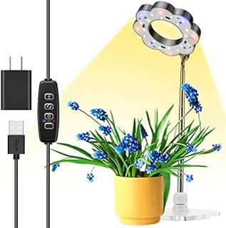 Grow Lights for Indoor Plants, Full Spectrum Plant Lights for Indoor Growing, Height Adjustable Led Halo Grow Light with Base, Growing Lamp with Automatic Timer, 10-Level Dimmable for Indoor Garden
