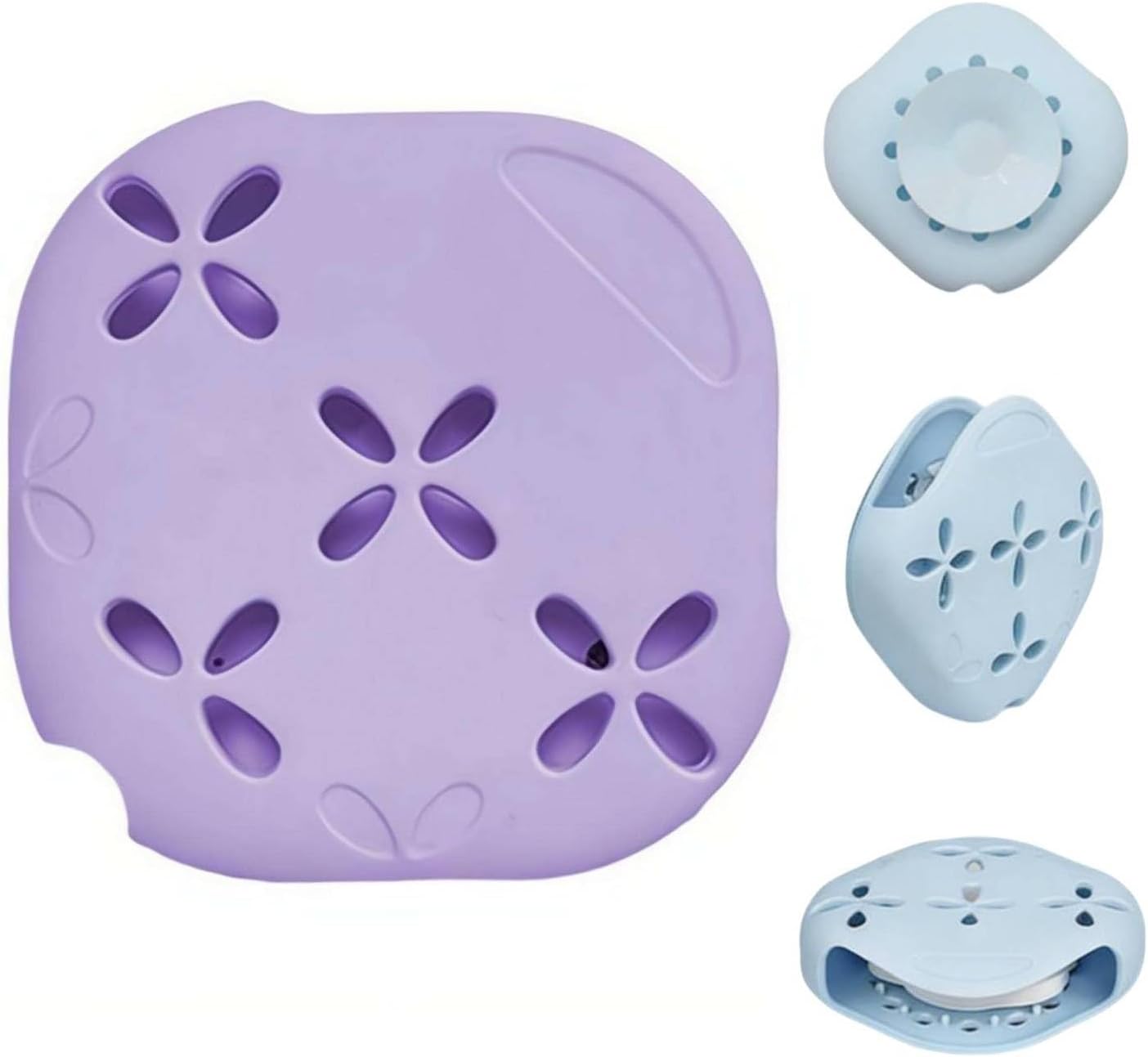 Shower Steamers Tray, Silicone Shower Steamer Holder with Suction Cup, Aromatherapy Diffuser Containers for Bathroom Bedroom Car Yoga Decor, Long Lasting Bath Bombs Showerr Accessories (Purple)