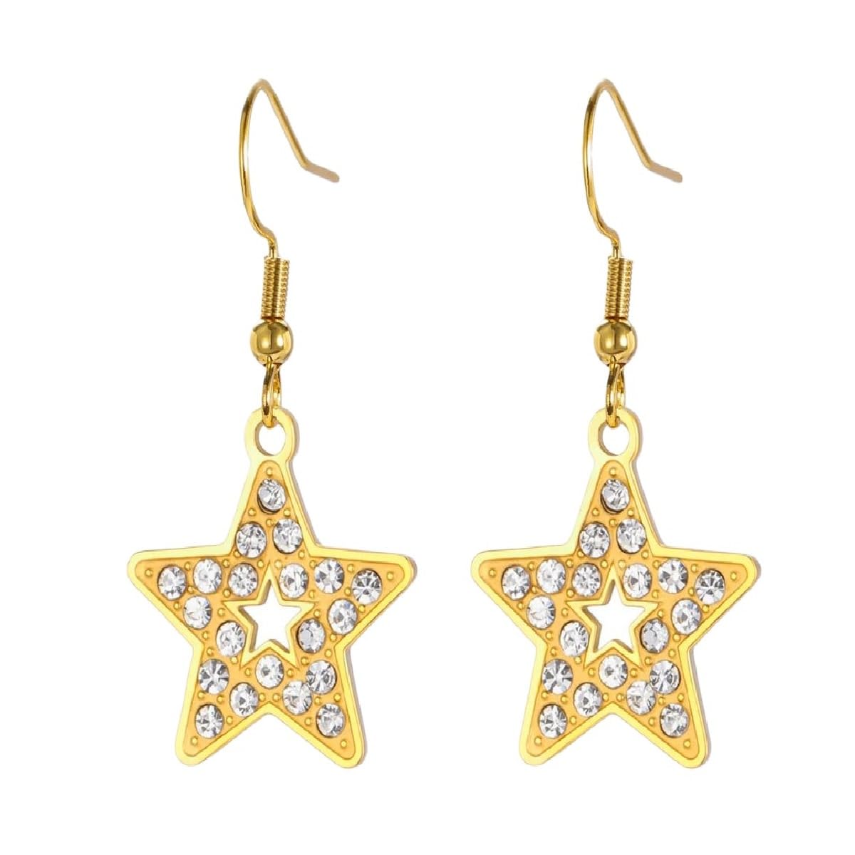 New 2025 Classic Pentagram Transparent Haoshi Crystal Earrings Made Of Stainless Steel For Women's Luxurious And Wedding Jewel With For You Jewelry Fashion Accessories Creative Gift