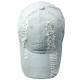 GUMONI Unisex Denim Kappe Zerrissen Distressed Baseball Cap Gewaschene Baumwolle Trucker Mütze Blau
