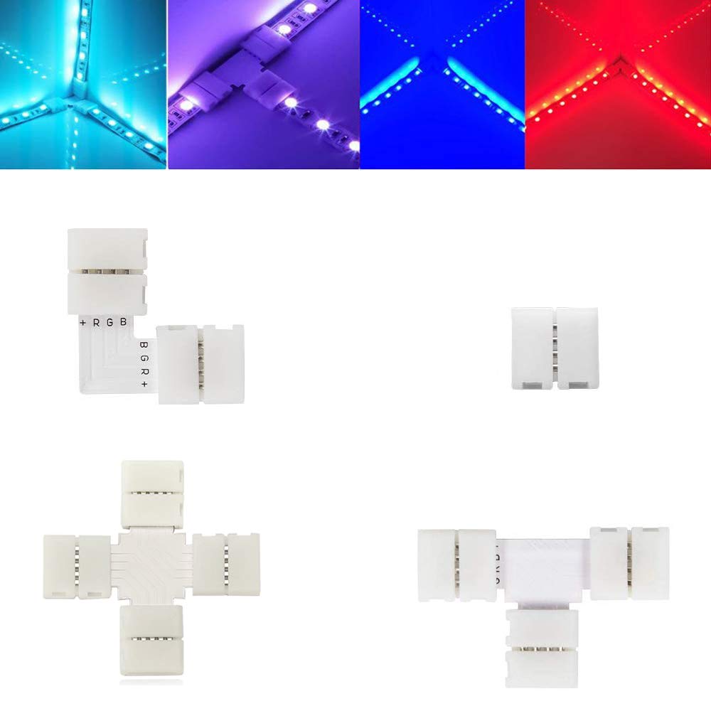 4-Pin Clip Mount Connector For RGB LED 5050 Strips – Quick Connect, Corner Connector