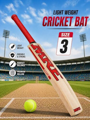 Image of Populer Willow Wooden Cricket Bat for Kids (Size 3 for 4-6 Year) Lightweight & Durable one Cricket Training Bat with bat Cover