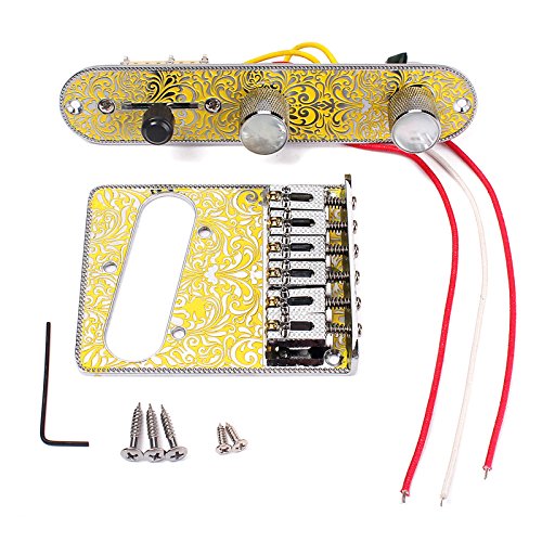 Rare Guitar Bridge & 3 Way Switch Control Knob Plate Set Chrome w