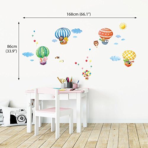 DECOWALL DA-1406B Animal Hot Air Balloons Kids Wall Stickers Decals Peel and Stick Removable for Nursery Bedroom Living Room art murals decorations