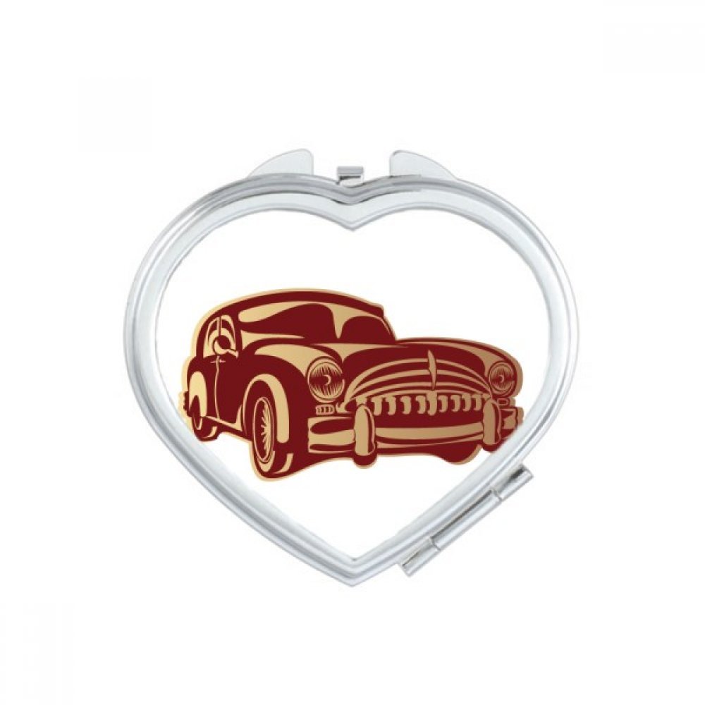 Miroir de maquillage portable motif coeur et voiture classique vert pour vos retouches en voyage