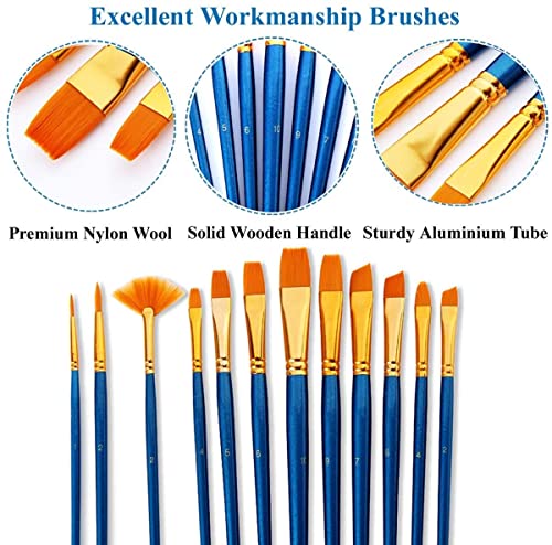 Image of Mix Paintbrush Set of 10, Artist Assorted Premium Brushes for Acrylic, Watercolor & Gouache Painting, Including Flat, Filbert, Liner, Round Brushes, Best for Beginner & Professionals