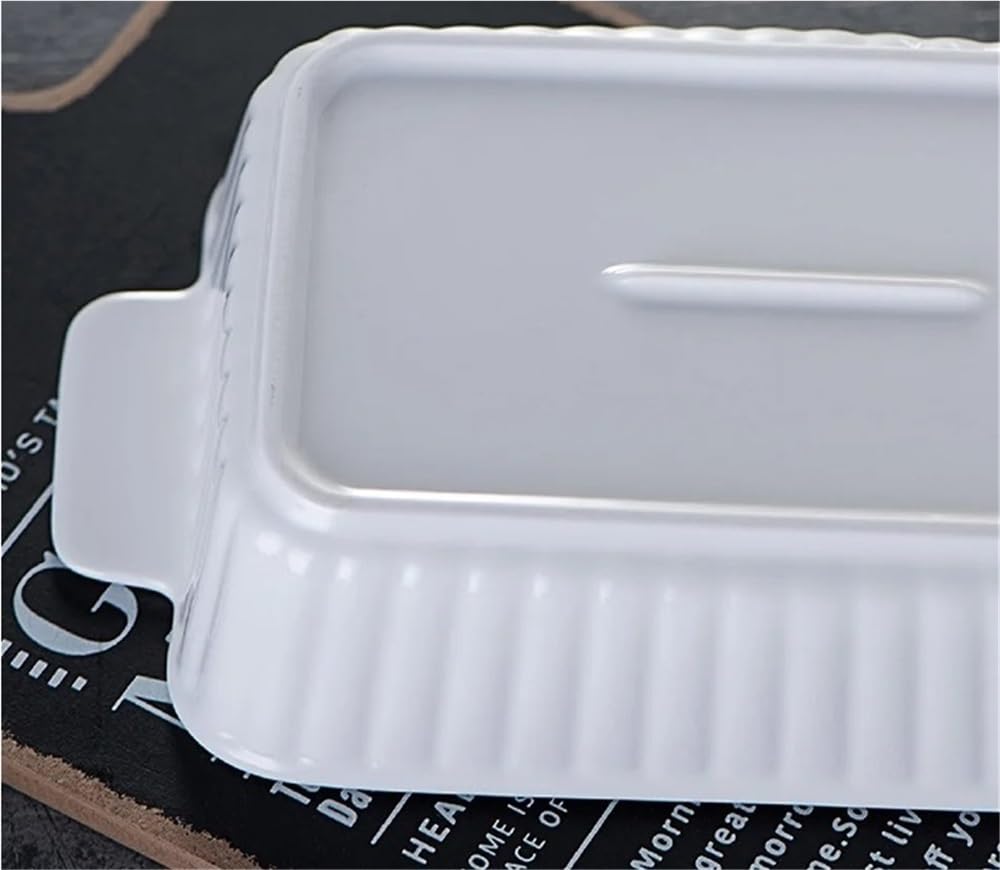 Plat de Cuisson en céramique à Double poignée allant au Four for lasagnes, pâtes, Cuisson, rôtissage, Repas, Usage Familial, répartition Uniforme de la Chaleur(L)