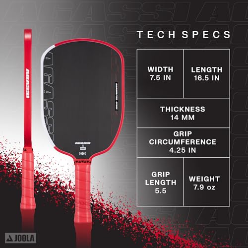 Image of JOOLA Agassi PRO IV 14mm Pickleball Paddle w /Extended Sweet Spot - Carbon Fiber Surface Increases Spin & Control - SK Film for Power & Larger Sweet spot - UPA-A Certified - USAP Approved - NFC Chip