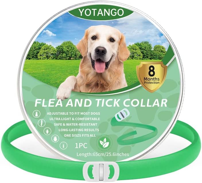 Flea Collar for Dogs, Flea and Tick Collar for Dogs, Flea Treatment for Dogs, Soft Adjustable Dog Flea Collars 8 Months Natural Protection, Waterproof Dog Flea Collars for Puppies Large Dogs Pink 2Pcs