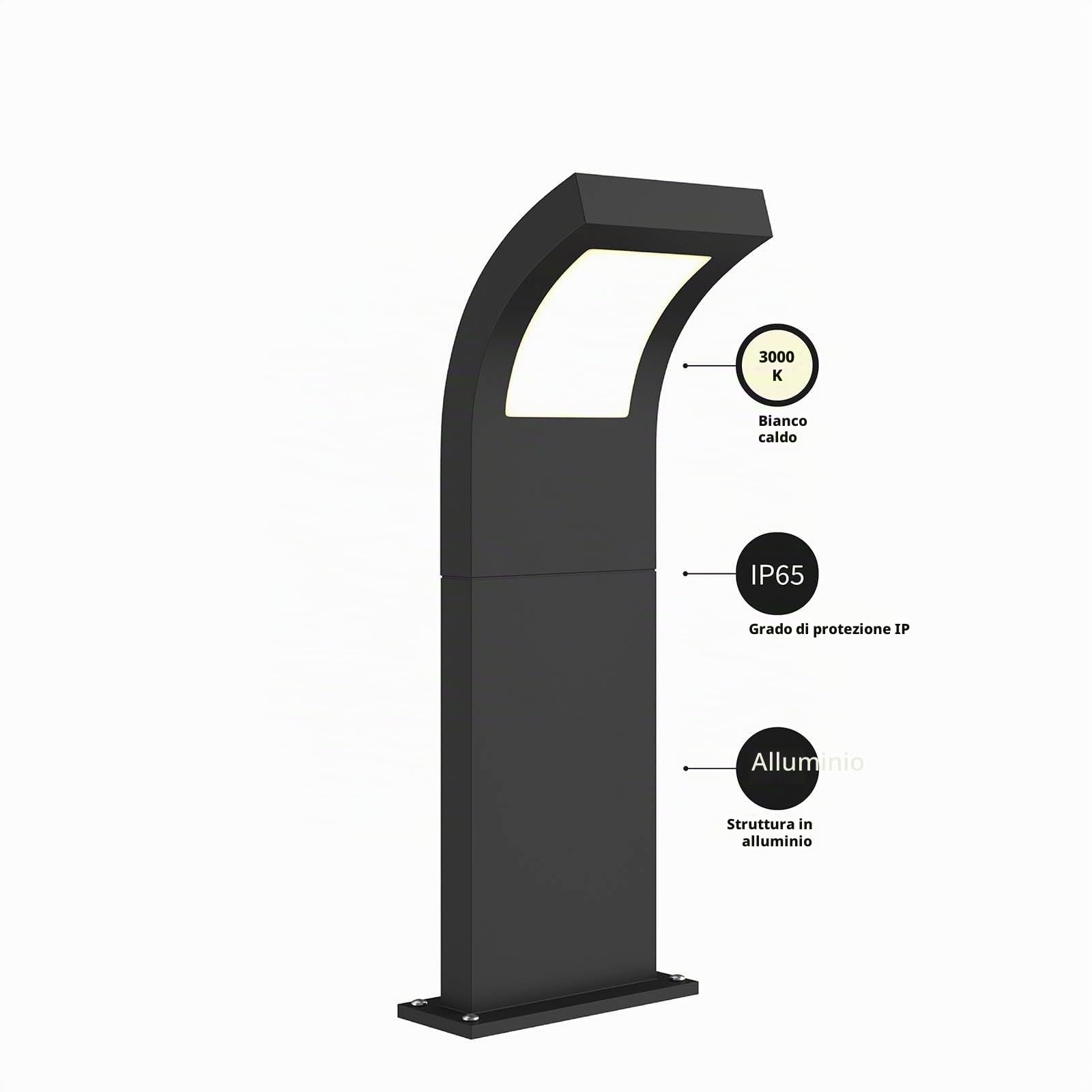 Arcchio Lampada LED da esterni (Moderno) colore Nero, in Alluminio lampadina inclusa lampioncino paletto luminoso lampada viale lampione
