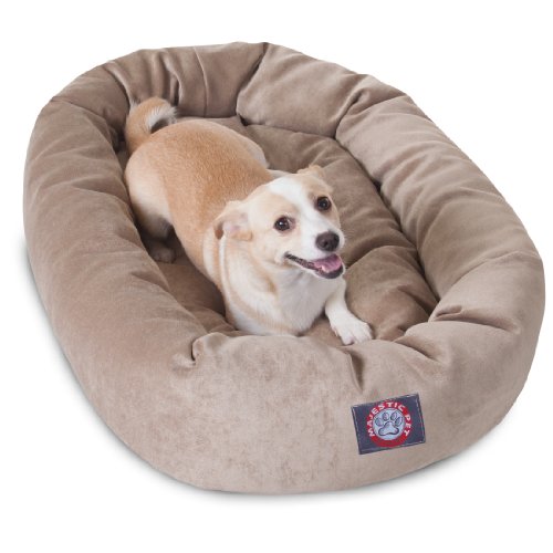 Image of Majestic Pet Villa 32 Inch Shredded Memory Foam Dog Bed for Medium Sized Dog 32x23x7 Inch-Orthopedic Pet Bed - Washable Medium Puppy Mat with Head Support-Pearl