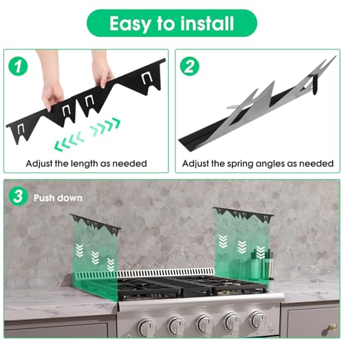 Image of Stove Gap Covers Stainless Steel Stove Gap Filler for Stove and Counter, Black Oven Side Gap Filler for Kitchen Oven with Adjustable Length 13 inch to 27 inch (2 Packs)