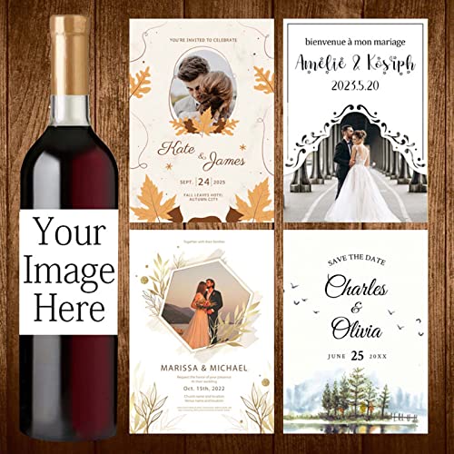 Autocollants de bouteille de vin de mariage personnalisé etiquette photo 60 pièces