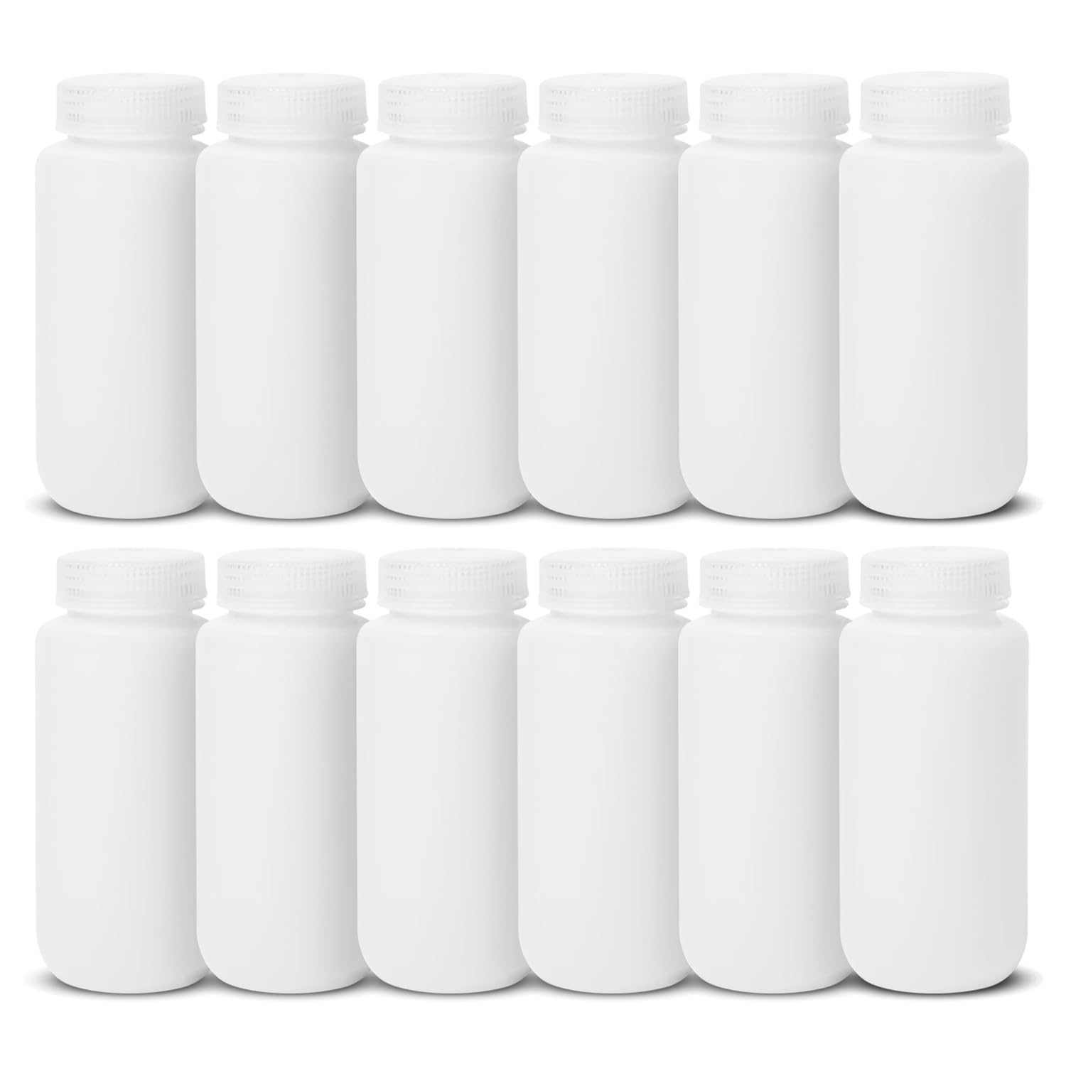 United Scientific 33409 HDPE Wide Mouth Reagent Bottles, 500ml Capacity (Pack of 12)