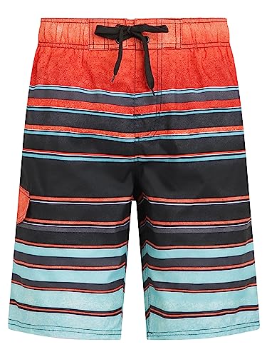 Kanu Surf Boys' Playa Quick Dry Upf 50+ Beach Swim Trunk, Windsurf Black/Red, 8 #TOP27