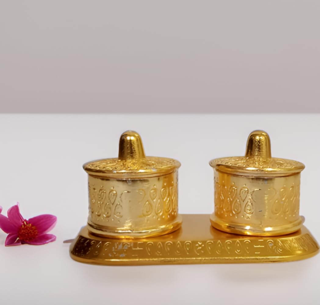 Boîte en métal Puja Ghar pour ranger le Kumkum Sindoor et Diya Batti