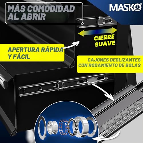 Miniatura 3 de Masko - Carro De Taller Con Ruedas, Carro De Herramientas, Caja De Herramientas, 5 Y 7 Compartimentos