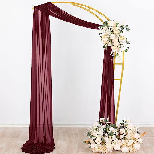 Image of Socomi Wedding Arch Draping Fabric 29 inch x 20Ft 2 Panels Burgundy Sheer Outdoor Curtain Drapes Extra Long for Bridal Baby Shower Ceremony Birthday Party Decor