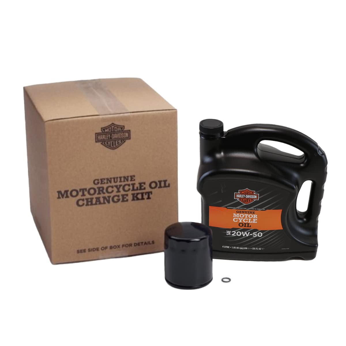 HARLEY-DAVIDSON oder Liqui Moly Motorrad Ölwechsel Set Premium 5 Ölfilter + Motor-Öl SAE 20W-50 (4 L) + O-Ring Dichtung, Schwarz