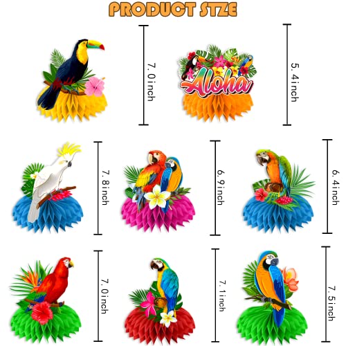 8 Pcs Luau Party Decorations Honeycomb Centerpieces, Hawaiian Party Decorations For Tables, Tropical Birds Aloha Party Decorations 3D Double Side Honeycomb Decorations, Tiki Party Decorations #TOP2