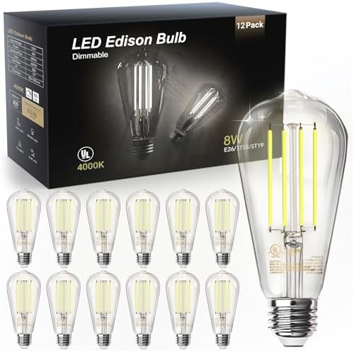 TJOY 12 Pack E26 Base Vintage LED Edison Light Bulbs, 60W Equival...