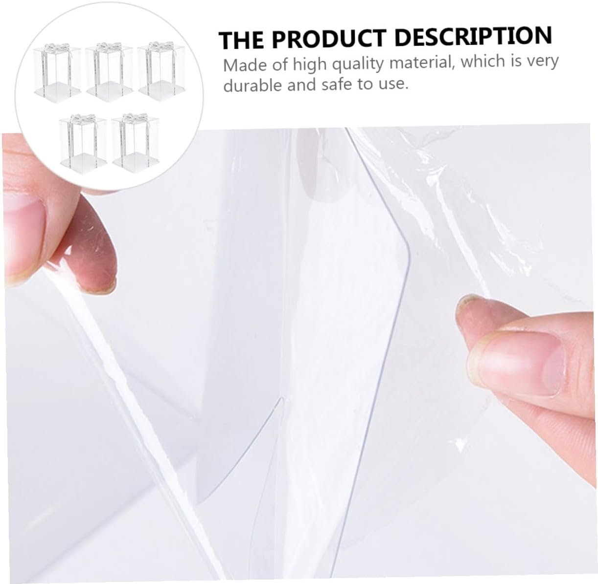 Zerodeko 5pcs Transparent Cake Storage Containers Baking Dessert Boxes with Elevated Design for Birthday Party Shower Wedding Display