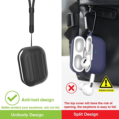 Anti-Lost Case For Airpods Pro (2Nd Generation),One-Piece Design Case,Wireless Charging, Led Visible,Lanyard Included. (Black) #TOP1
