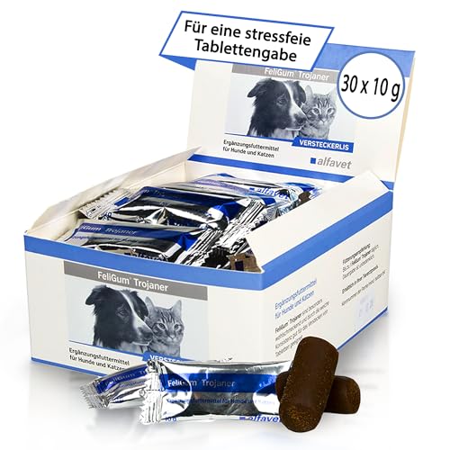 Alfavet FeliGum Trojaner Box 30 x 10 g Medikamentenversteck als Snack formbar Ergänzungsfuttermittel für Hunde und Katzen