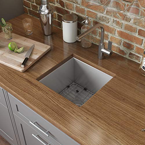 Image of Ruvati 13 x 15 inch Undermount 16 Gauge Zero Raduis Bar Prep Kitchen Sink Stainless Steel Single Bowl - RVH7113