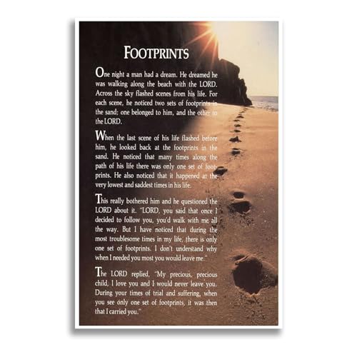 Footprints in The Sand Wall Art -Jesus Christian Poem Canvas Print Poster Motivational Office Room Aesthetics Decor (Black,12X18inch-Unframed)
