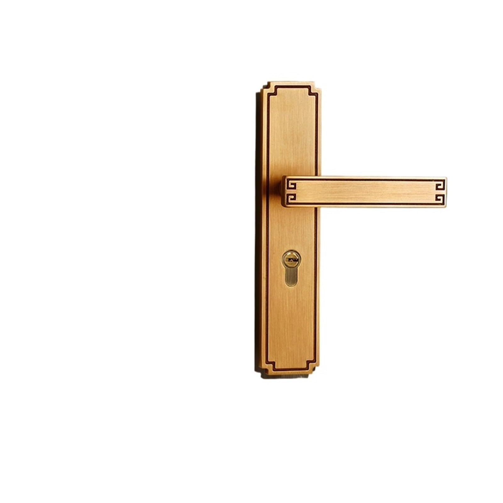 Serrure de porte intérieure en bronze jaune, alliage robuste style chinois