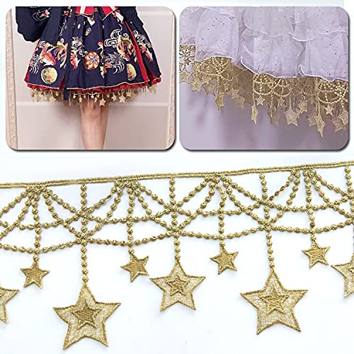 Stars Gold Tassels Lace Fringe Lace Trim Ribbon Costume Home Textile Curtains Decor Trims Clothes Sewing Accessories Lace.1724 #TOP2