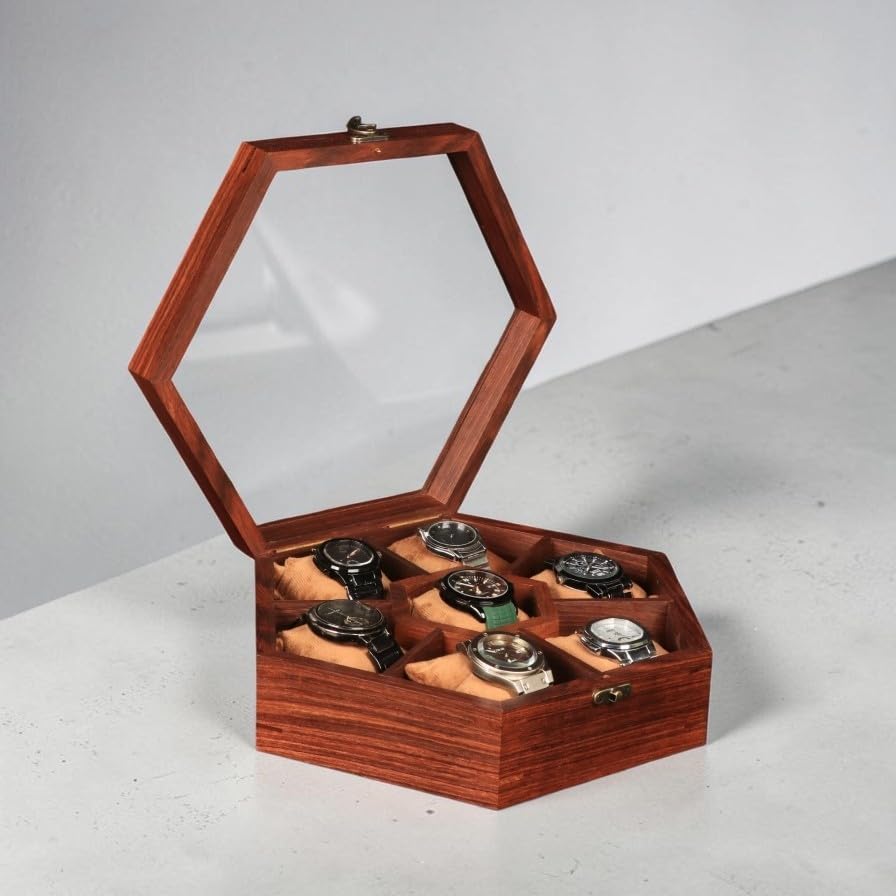 Image of Wooden Watch Box /Case, Handmade Superior Indian Rosewood Watch Display Box Case for Men| Wooden Watch Box for Men. (7 slot -4)