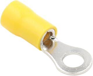 Heschen Ring Terminal Crimp Connectors Vinyl Insulated Wire Electrical Connector RV5.5-5 Stud Size #10 for 4-6mm² (12-10 AWG) Yellow 100Pack