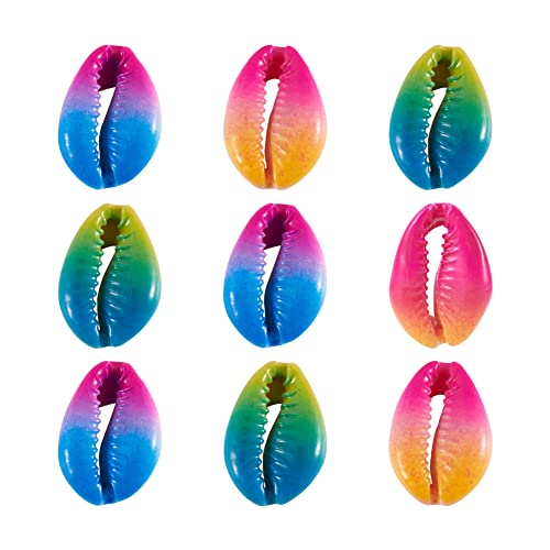 Cheriswelry 10pcs Two Tone Natural Cowrie Shell Beads Spray Painted