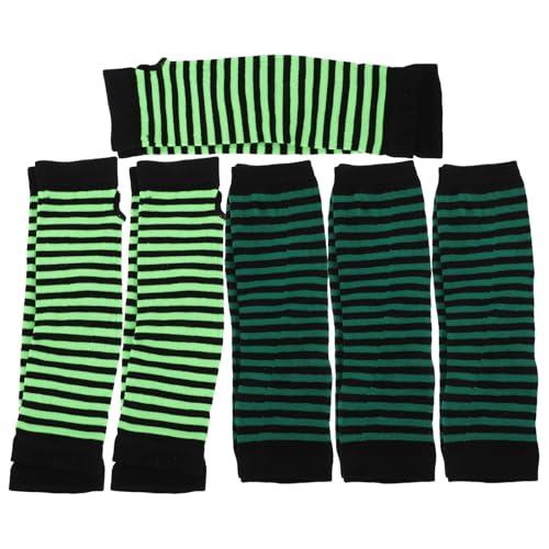 Guantes sin dedos para mujer UPKOCH 6 pares de mitones largos de punto a rayas