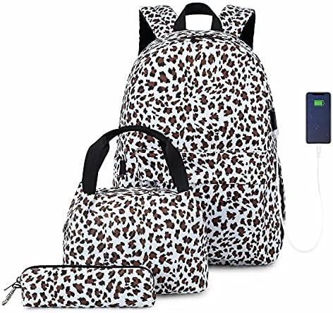 Teen Girls Backpack School Book Bag Set with Lunch Box and Pencil Case for ladies and women… Brown